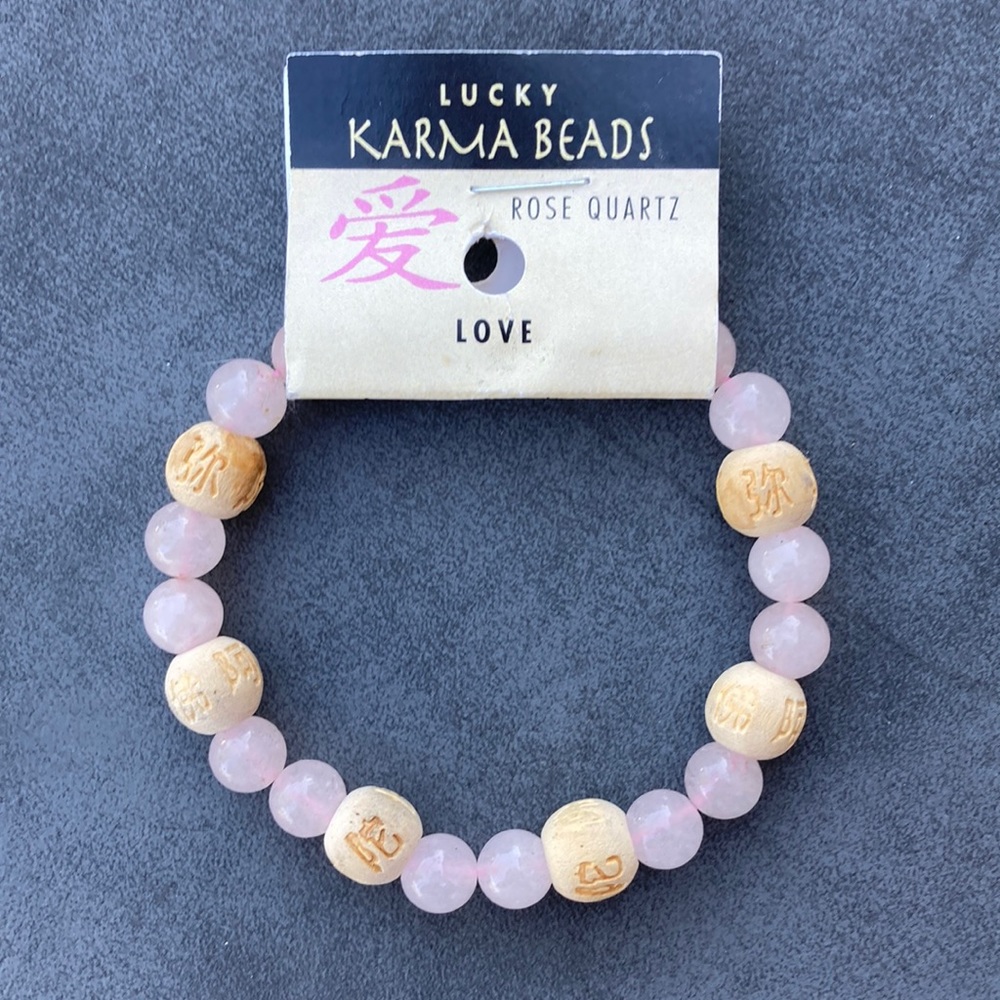 ⚜️Lucky Karma Beads Rose Quartz Love Bracelet! NWT!